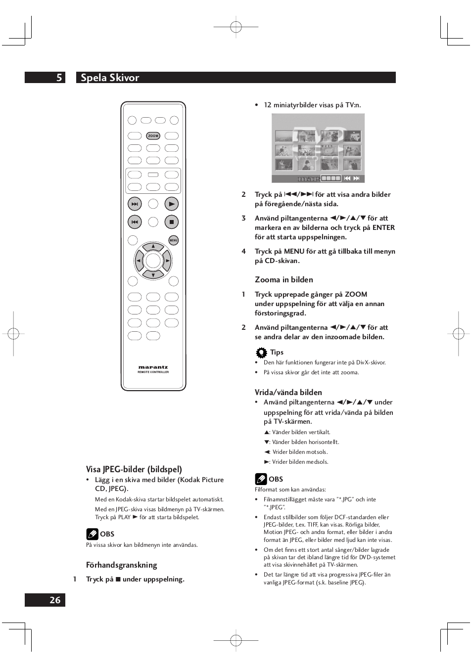 Spela skivor 5, 26 visa jpeg-bilder (bildspel) | Marantz DV4001N User Manual | Page 280 / 358