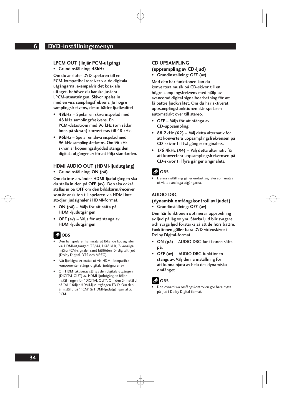 Dvd-inställningsmenyn 6 | Marantz DV4001N User Manual | Page 288 / 358