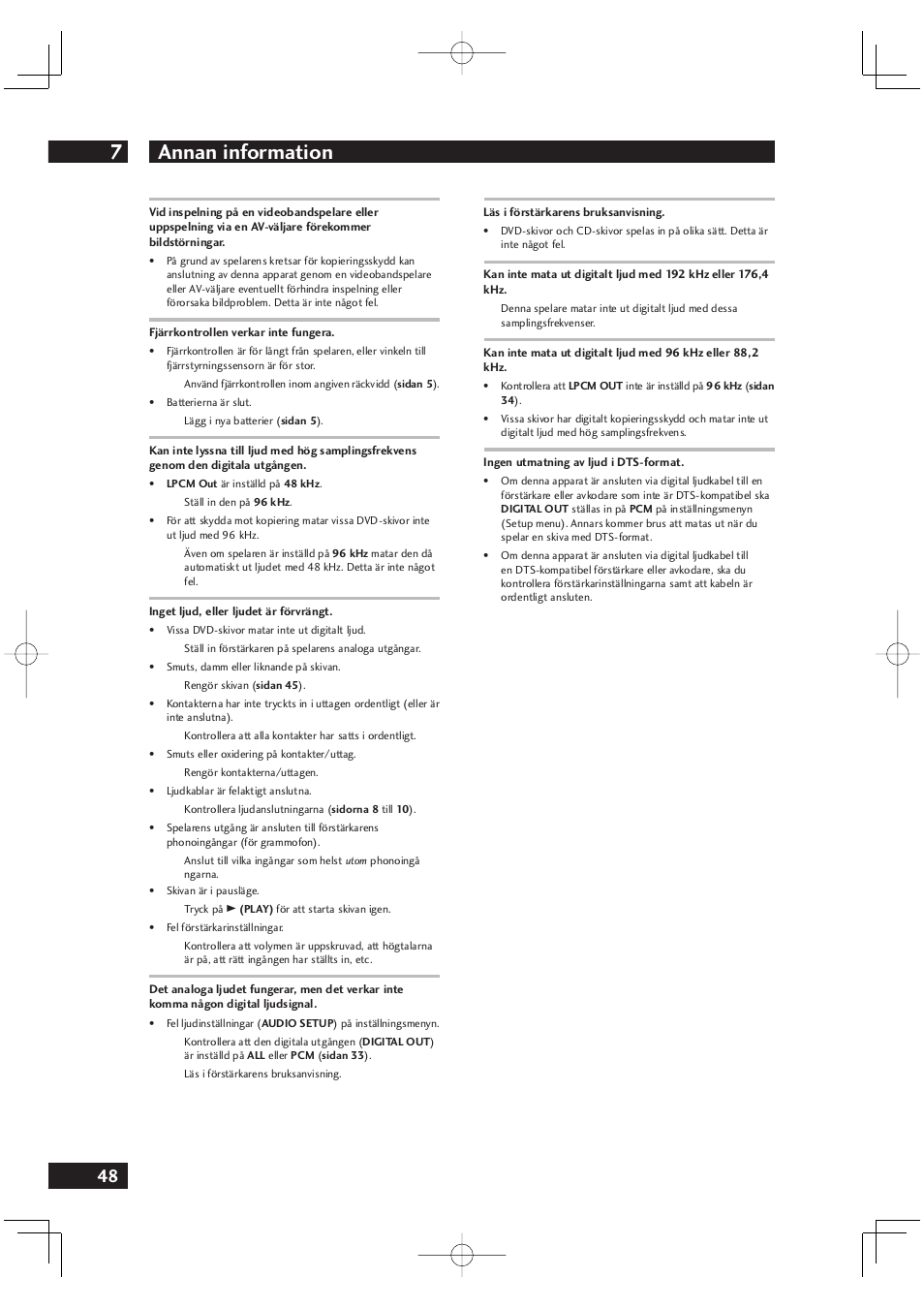 Annan information 7 | Marantz DV4001N User Manual | Page 302 / 358