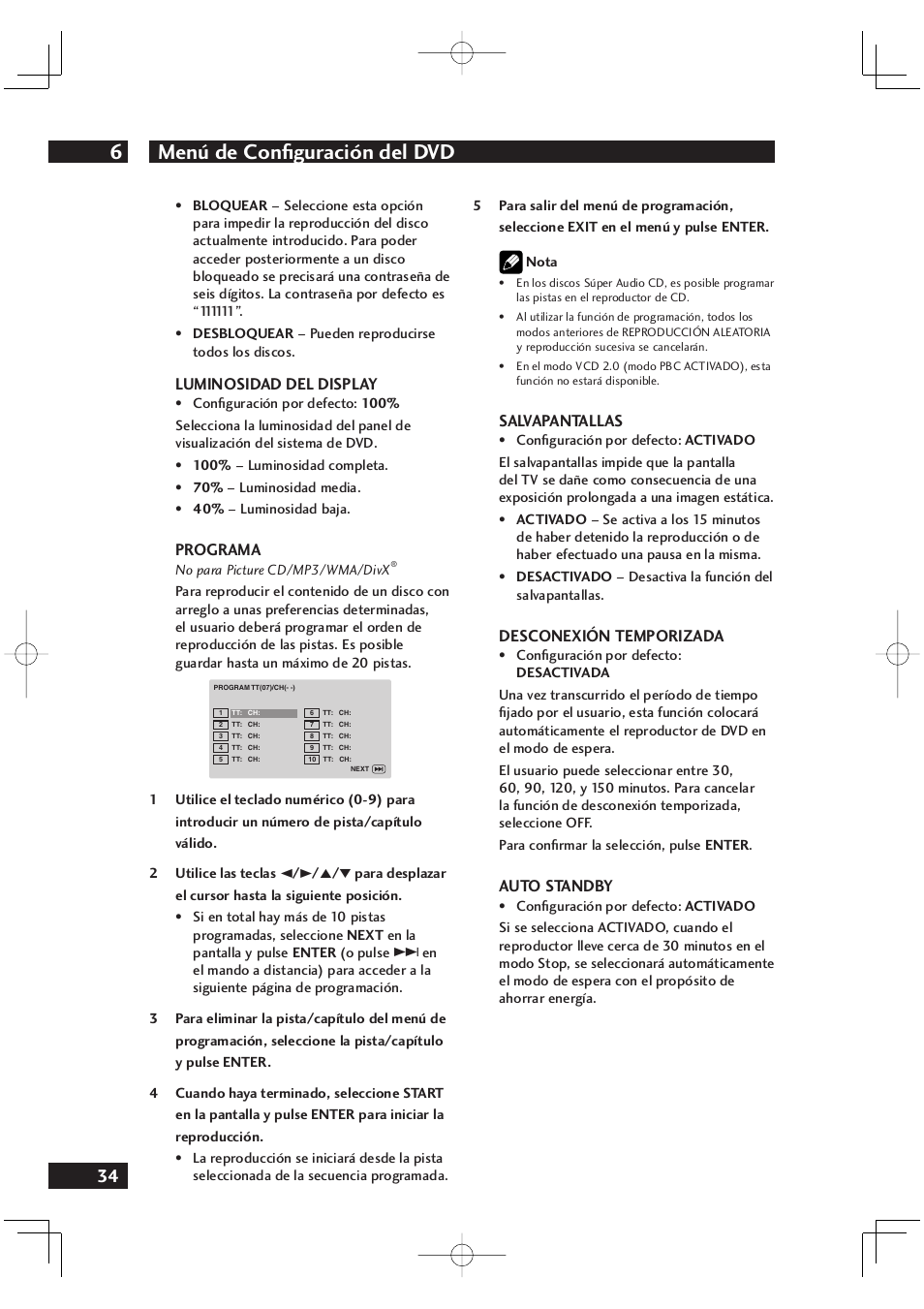 Menú de conﬁ guración del dvd 6 | Marantz DV4001N User Manual | Page 338 / 358
