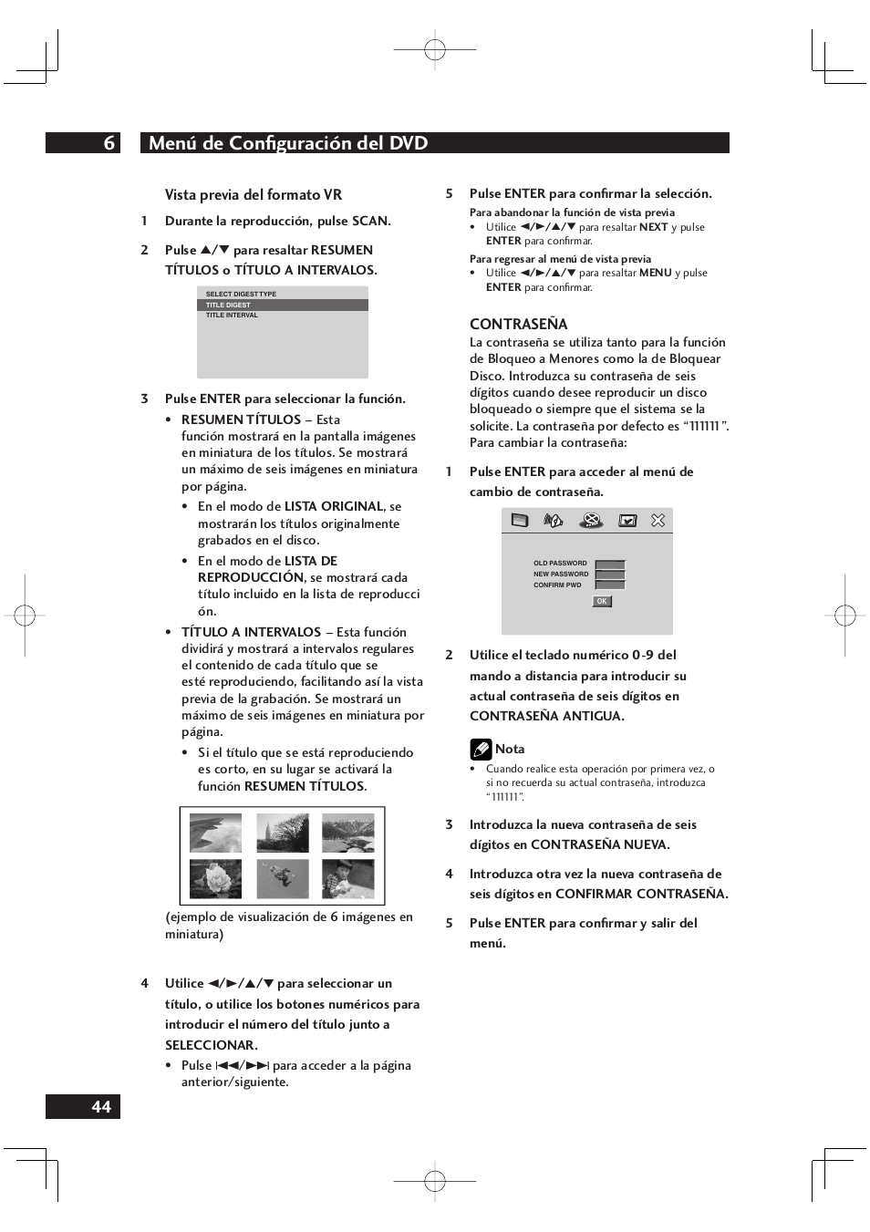Menú de conﬁ guración del dvd 6 | Marantz DV4001N User Manual | Page 348 / 358