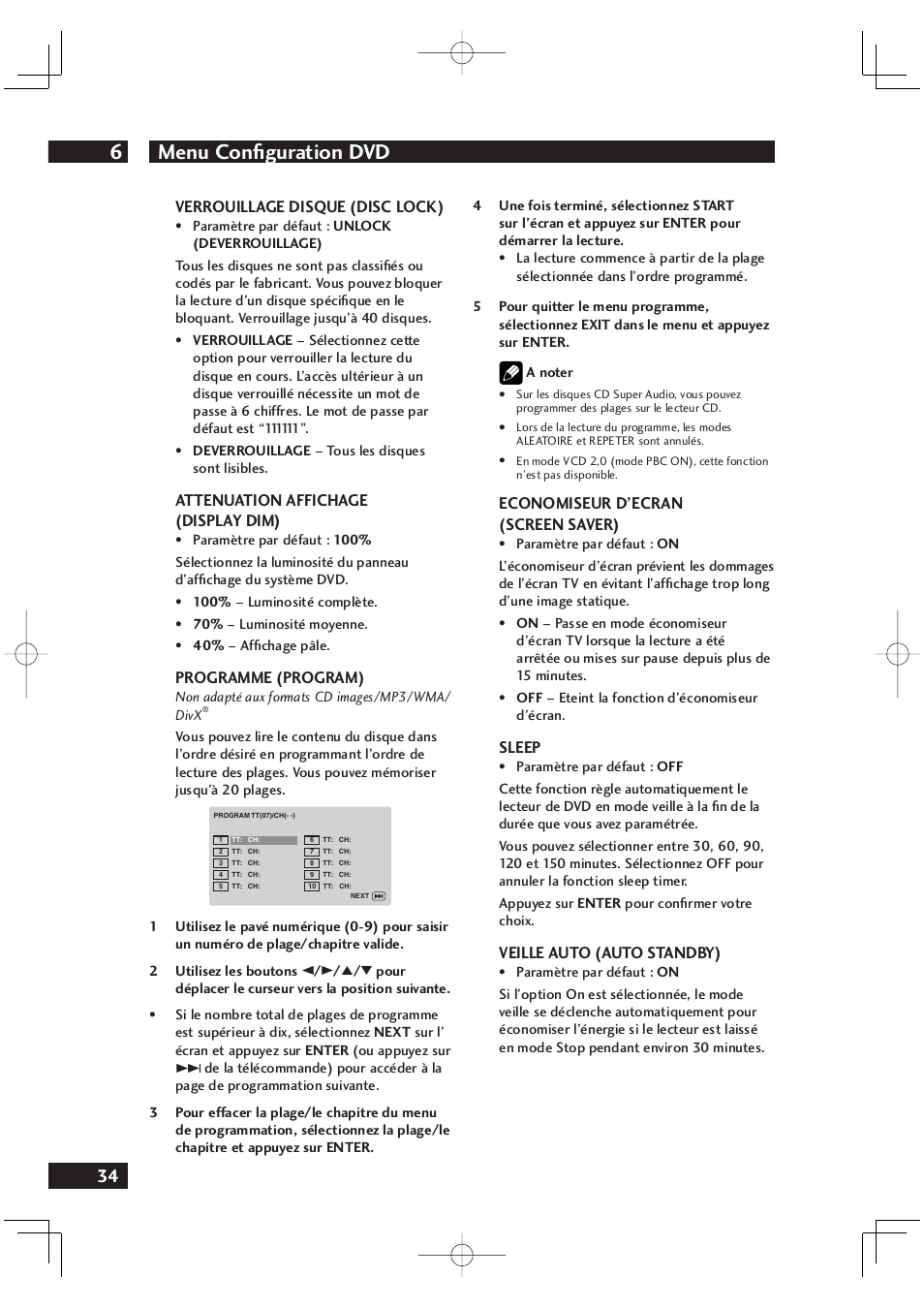 Menu confi guration dvd 6 | Marantz DV4001N User Manual | Page 86 / 358