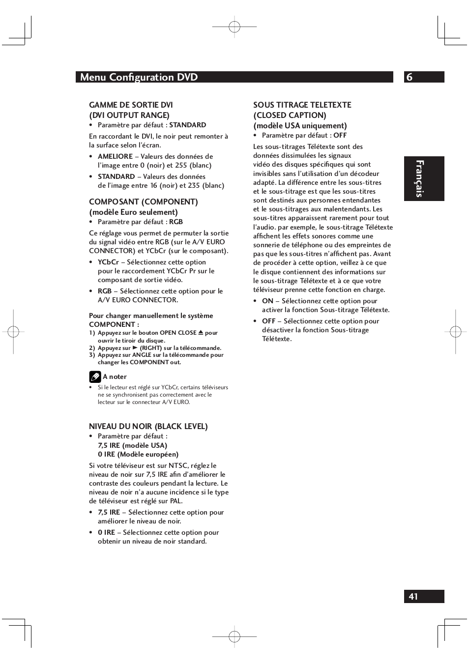 6menu confi guration dvd, Fr ançais | Marantz DV4001N User Manual | Page 93 / 358