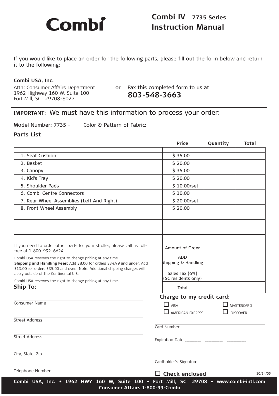 Combi iv | Combi 7735 User Manual | Page 12 / 12