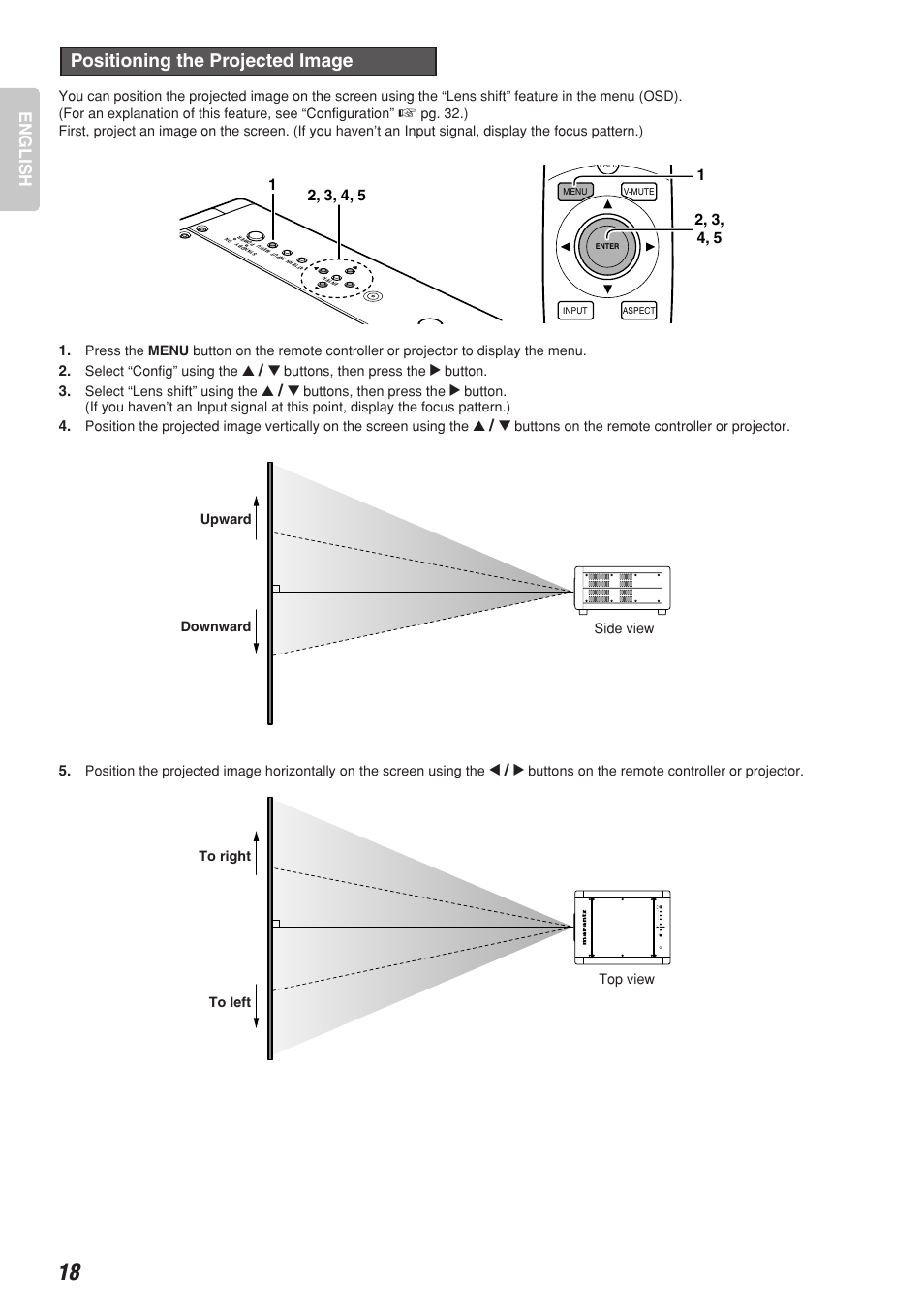 Positioning the projected image, English | Marantz VP-10S1 User Manual | Page 22 / 49