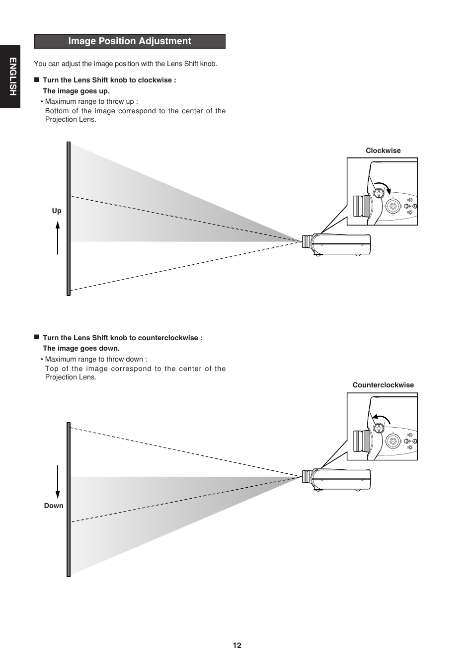 Image position adjustment | Marantz VP-12S1N User Manual | Page 14 / 31