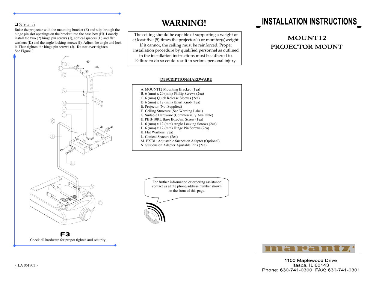 Marantz Mount 12 User Manual | Page 2 / 2