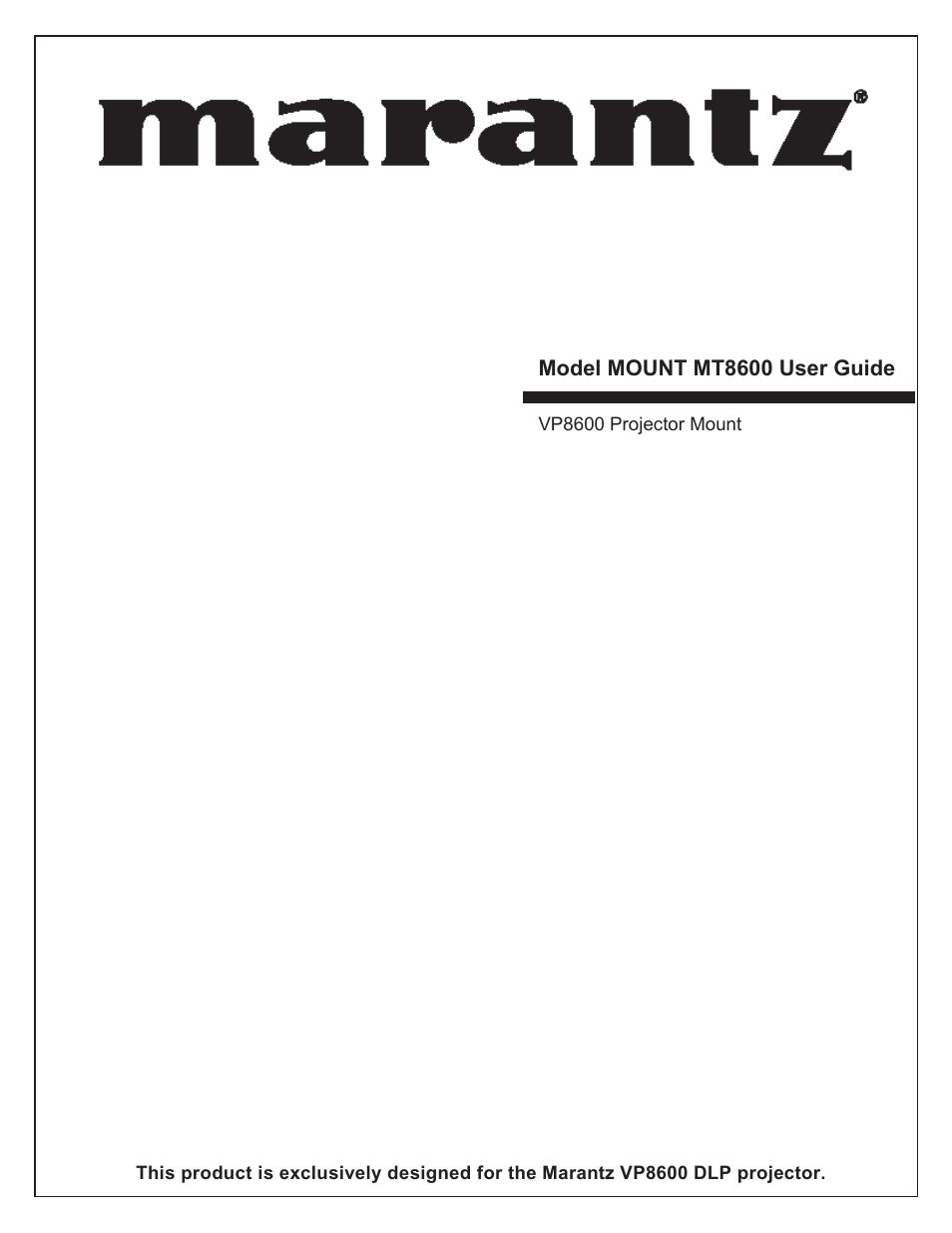 Marantz MT8600 User Manual | 7 pages