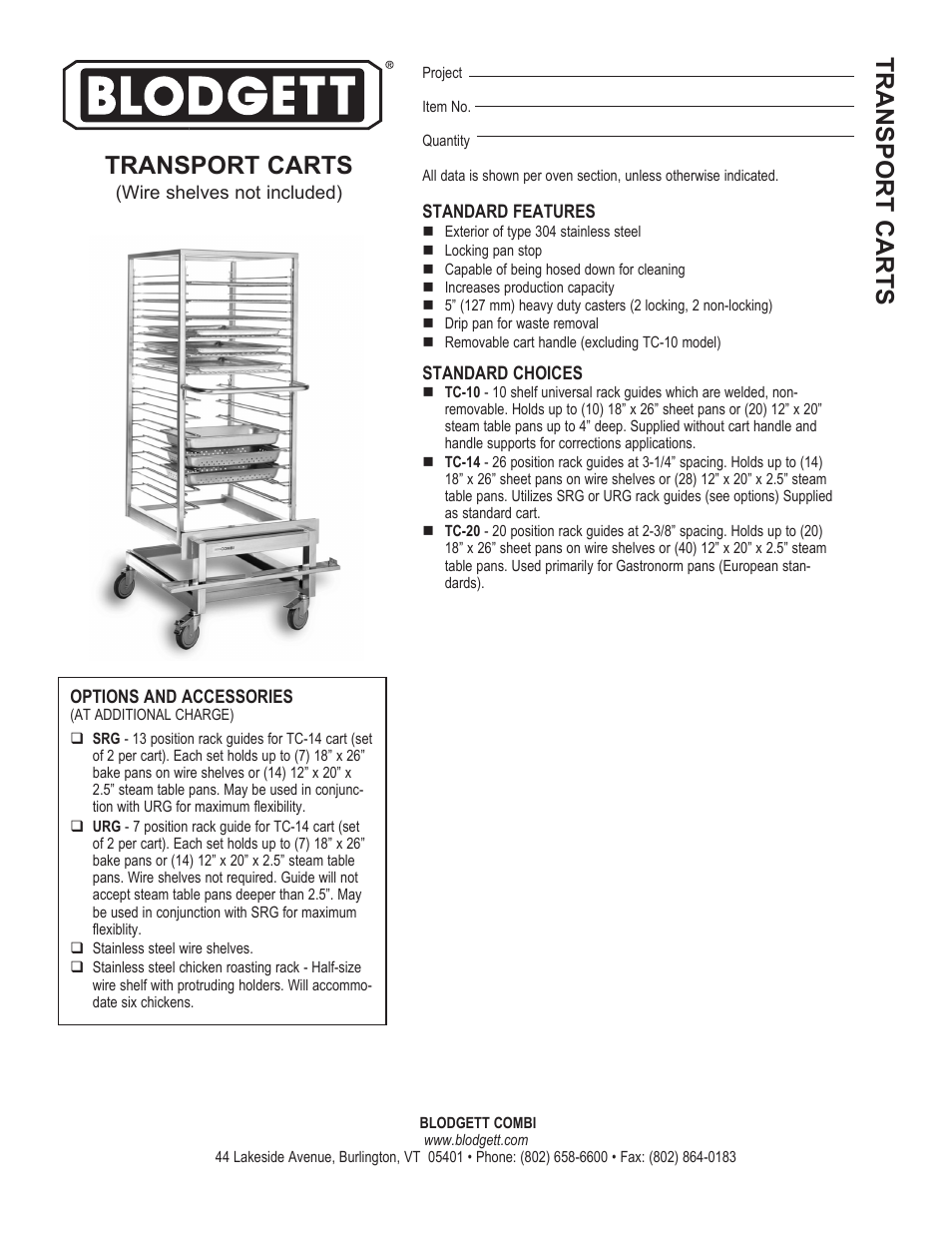 Blodgett TC-10 User Manual | 2 pages