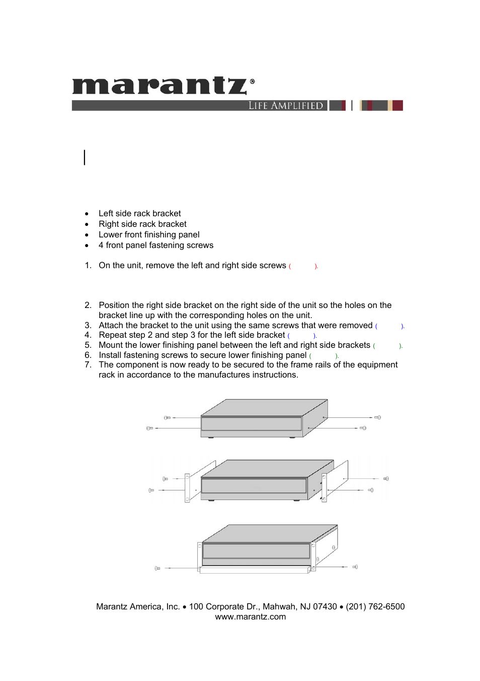 Marantz RMK1501NR User Manual | 1 page