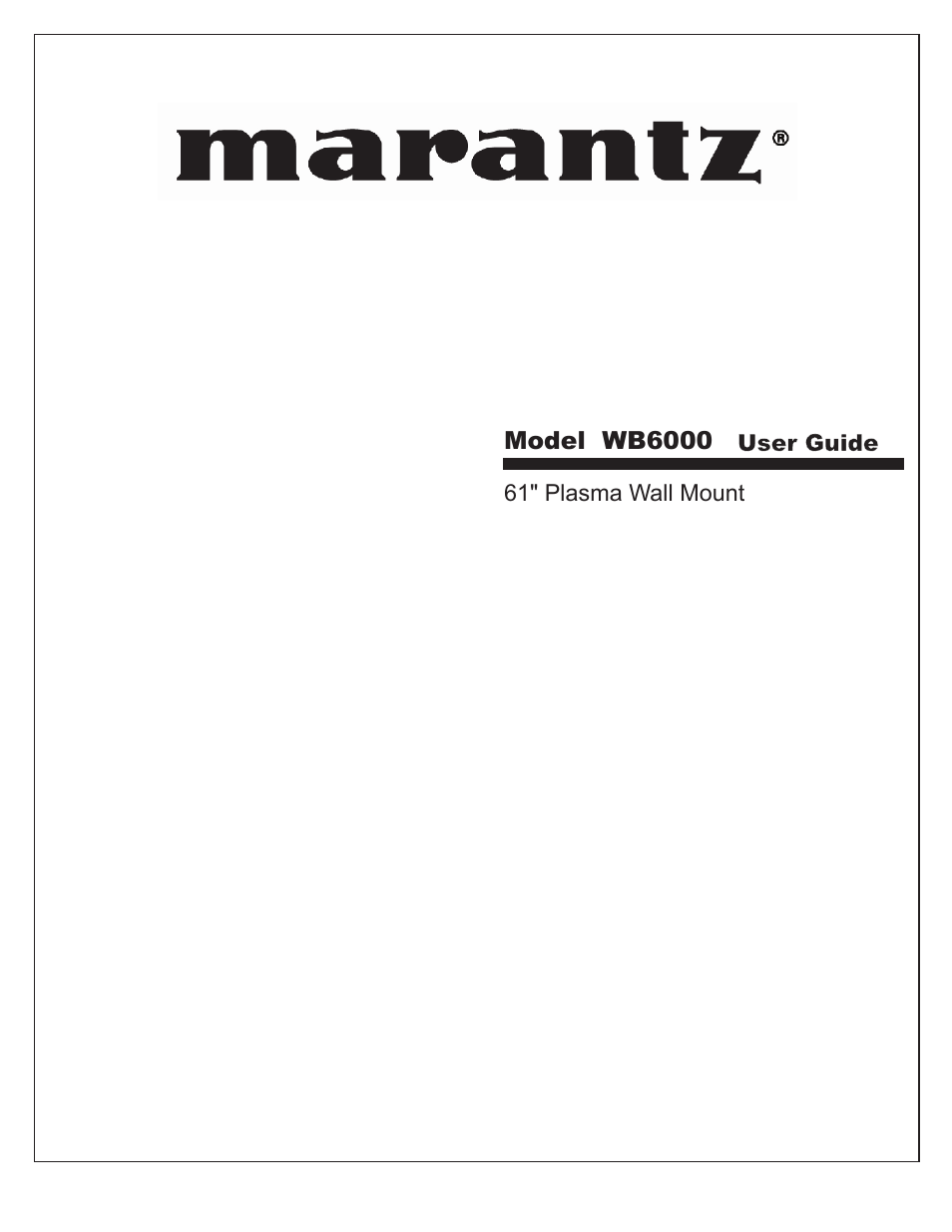 Marantz WB6001 User Manual | 5 pages