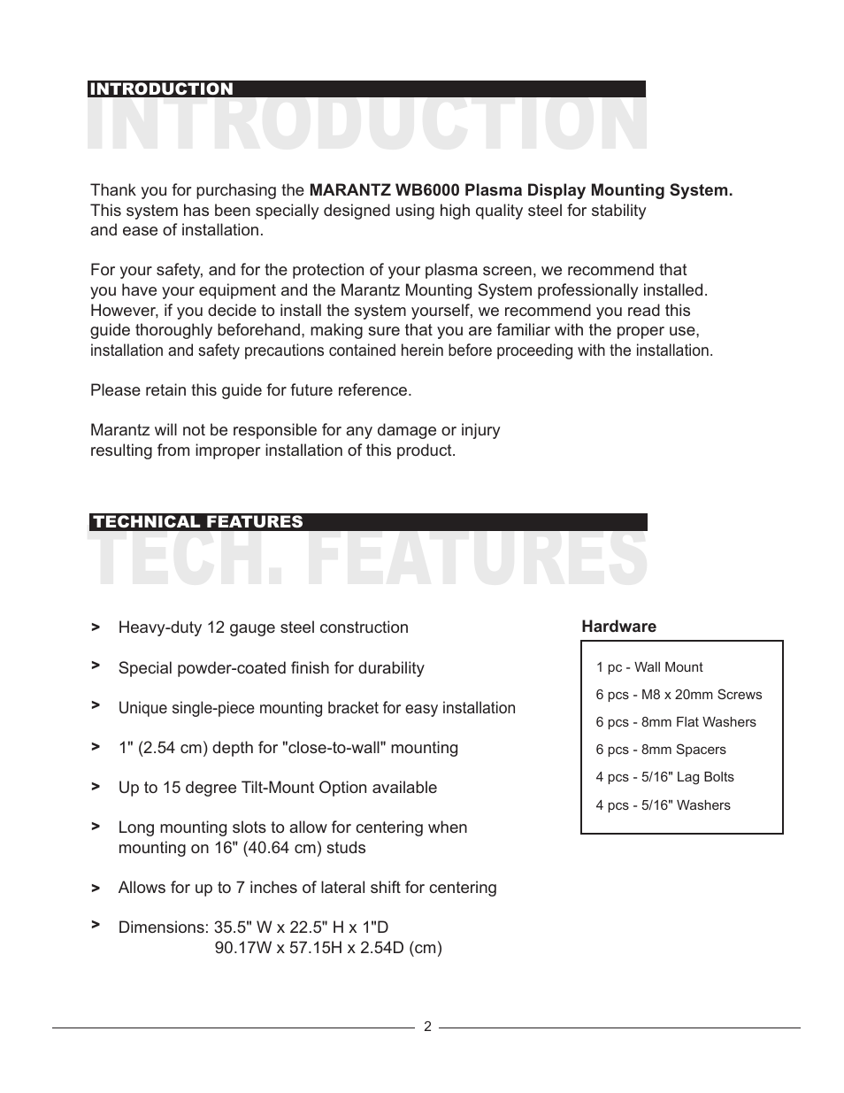 Tech. features introduction | Marantz WB6001 User Manual | Page 2 / 5