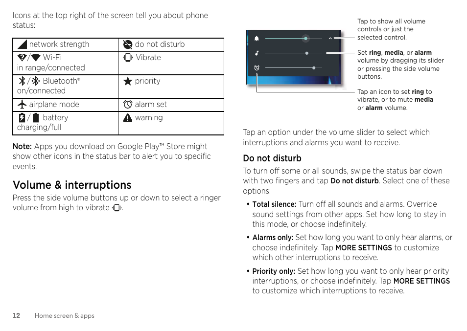 Volume & interruptions | Motorola Moto Z Droid User Manual | Page 14 / 68