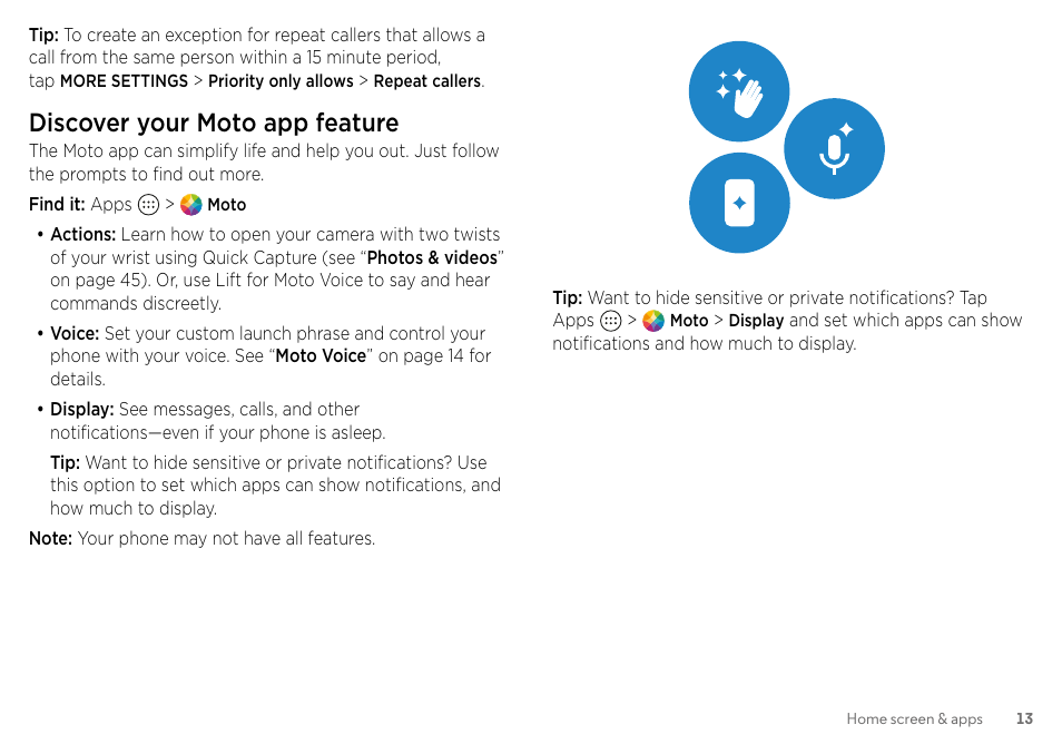 Discover your moto app feature, E. see “discover your moto app feature | Motorola Moto Z Droid User Manual | Page 15 / 68