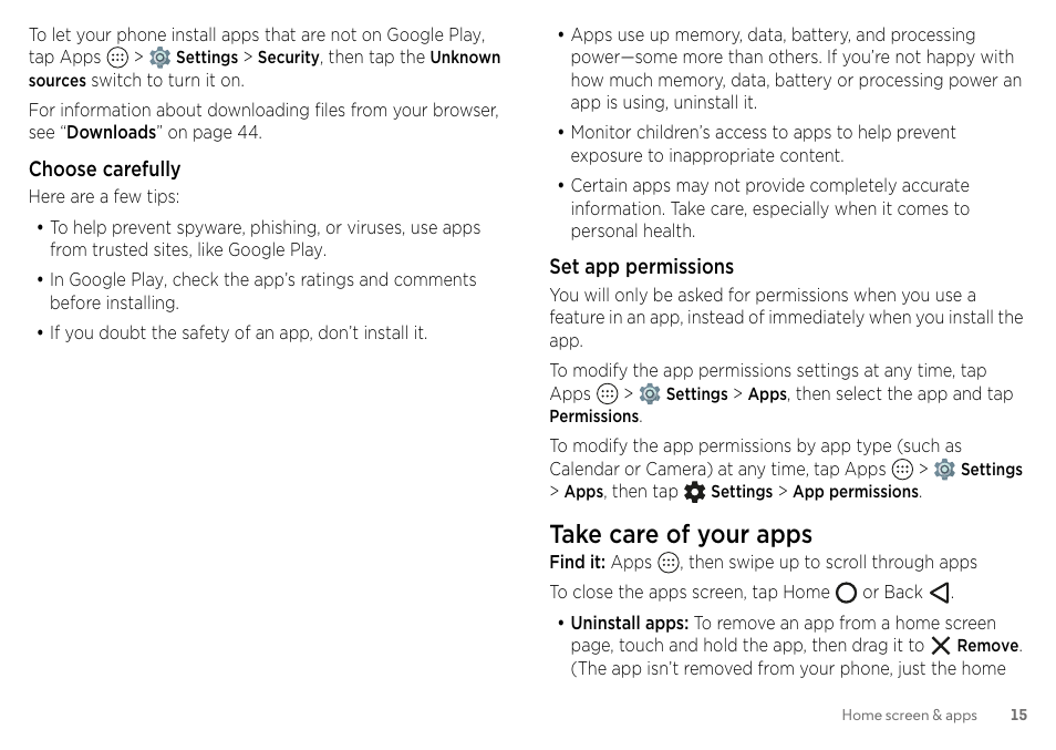 Take care of your apps | Motorola Moto Z Droid User Manual | Page 17 / 68