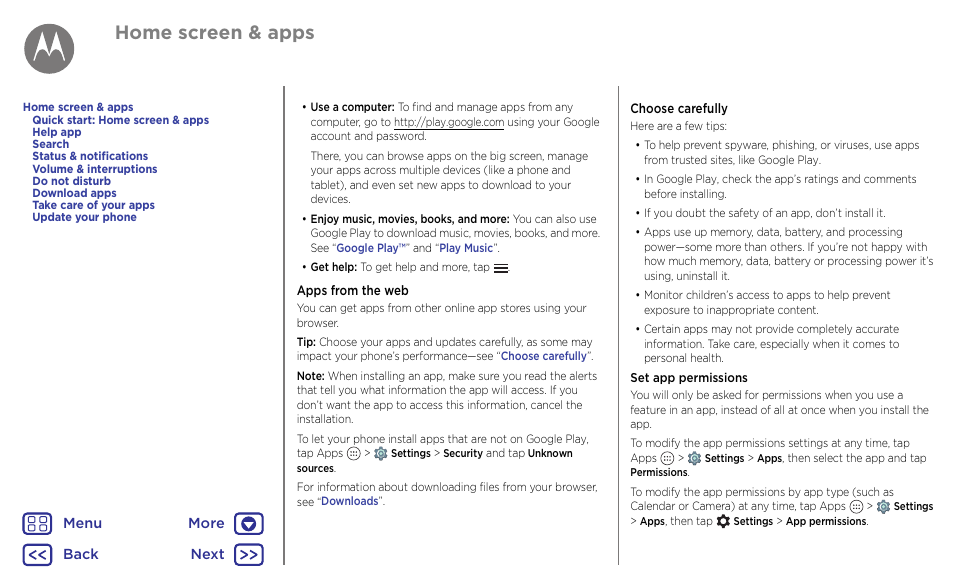 Next, Home screen & apps | Motorola Moto G4 Plus User Manual | Page 11 / 54