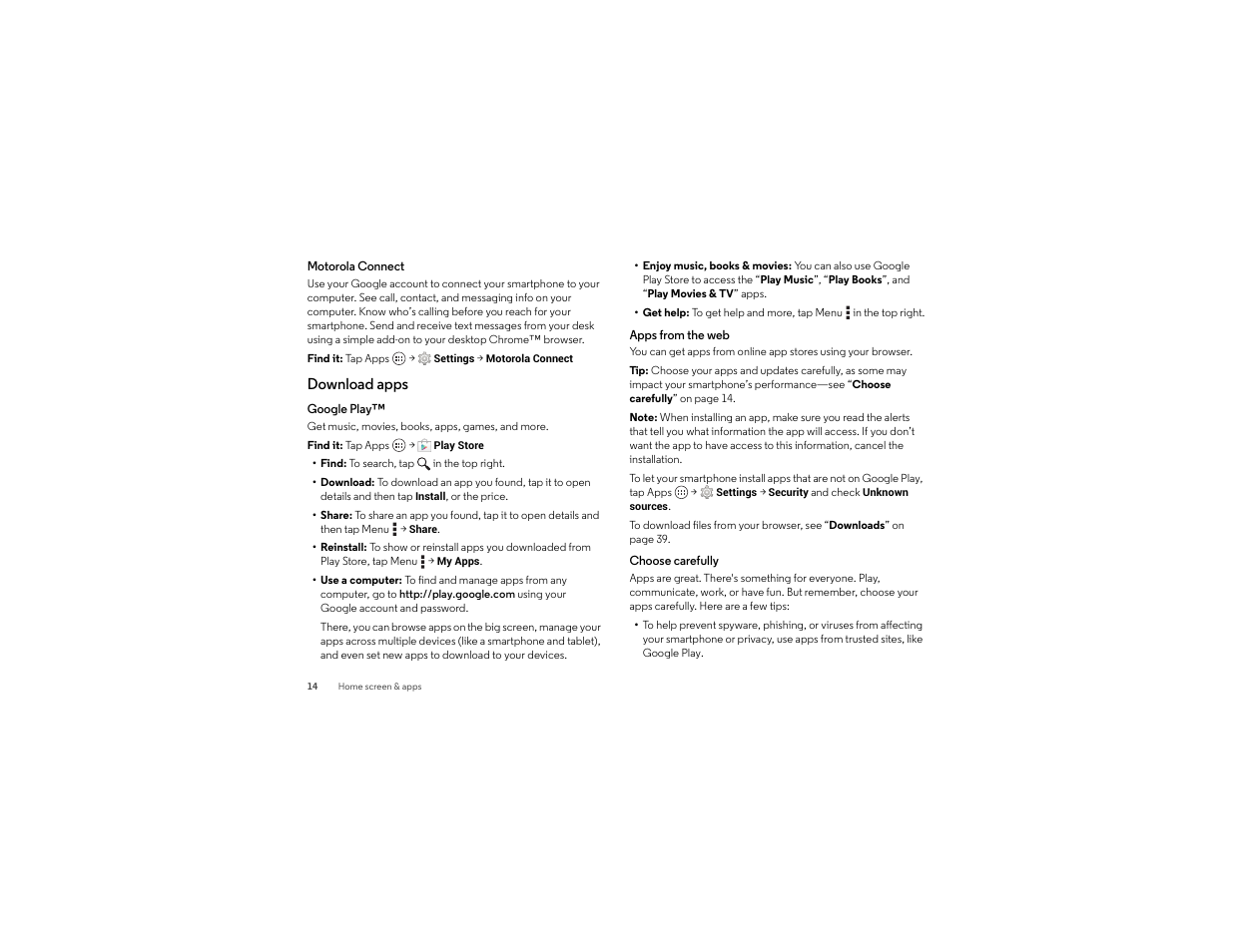 Download apps | Motorola moto x User Manual | Page 16 / 74
