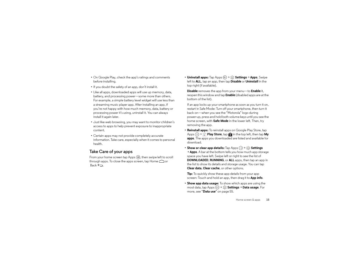 Take care of your apps | Motorola moto x User Manual | Page 17 / 74
