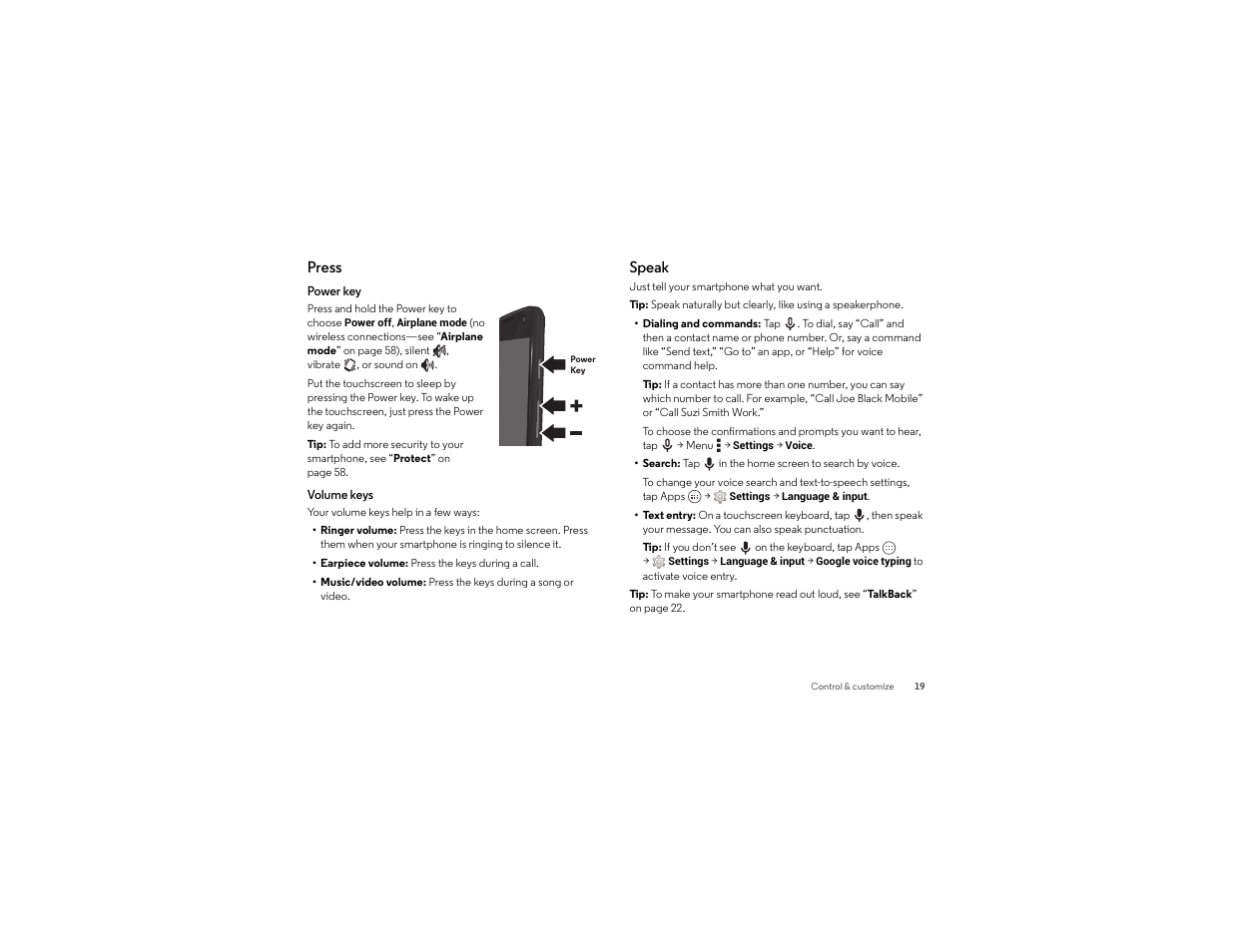 Press, Speak | Motorola moto x User Manual | Page 21 / 74