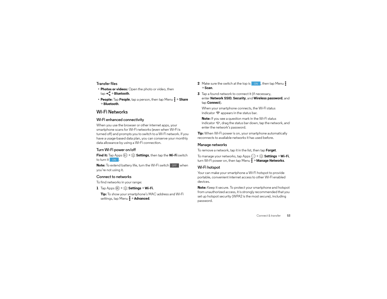 Wi-fi networks | Motorola moto x User Manual | Page 55 / 74