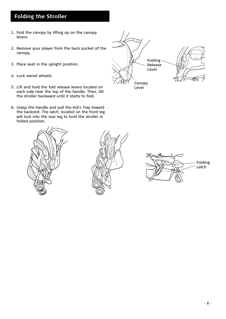 Folding the stroller | Combi 4010 User Manual | Page 6 / 16