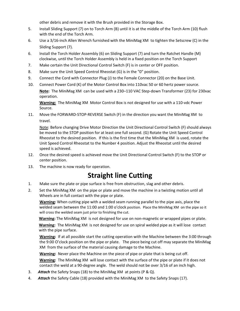 Straight line cutting | Mathey Dearman MiniMag XM User Manual | Page 10 / 16