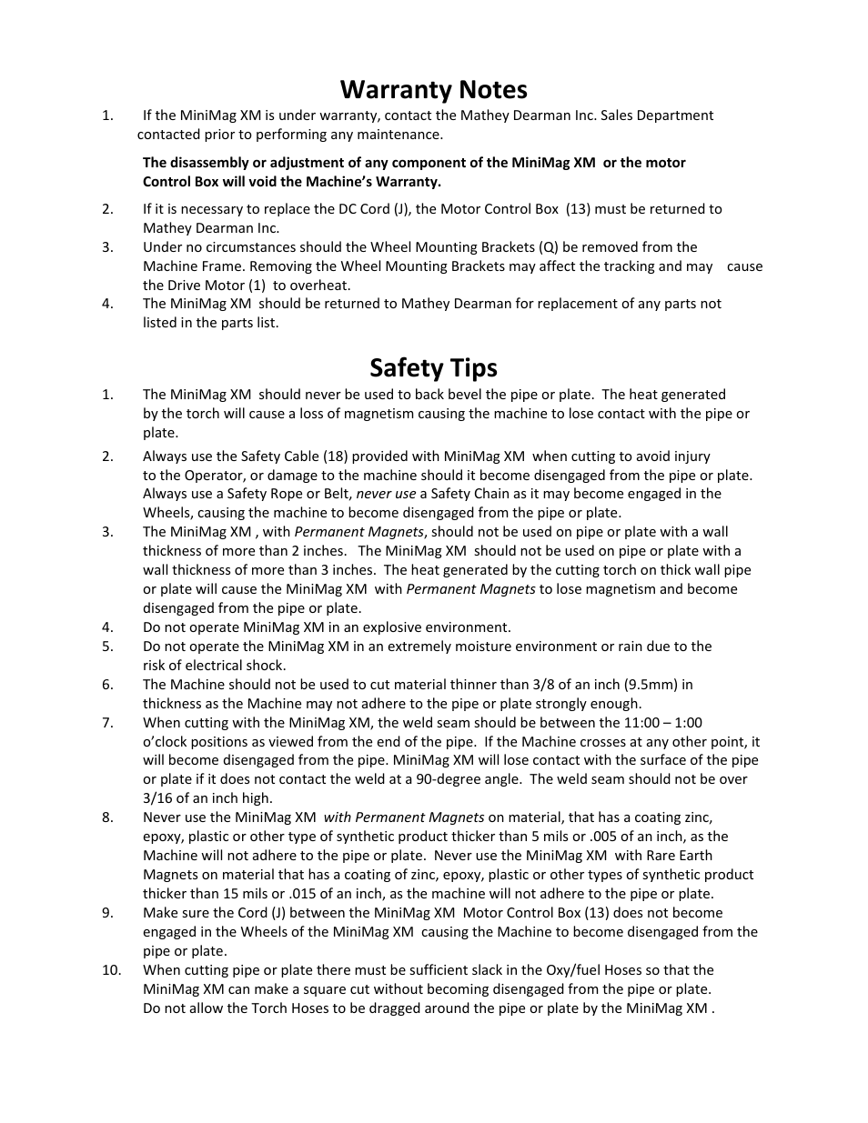 Safety tips | Mathey Dearman MiniMag XM User Manual | Page 8 / 16