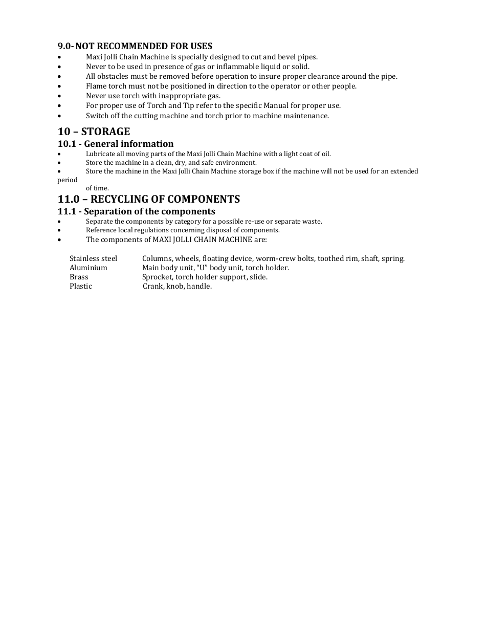 10 – storage, 0 – recycling of components | Mathey Dearman Maxi Jolli Chain Machine User Manual | Page 17 / 23