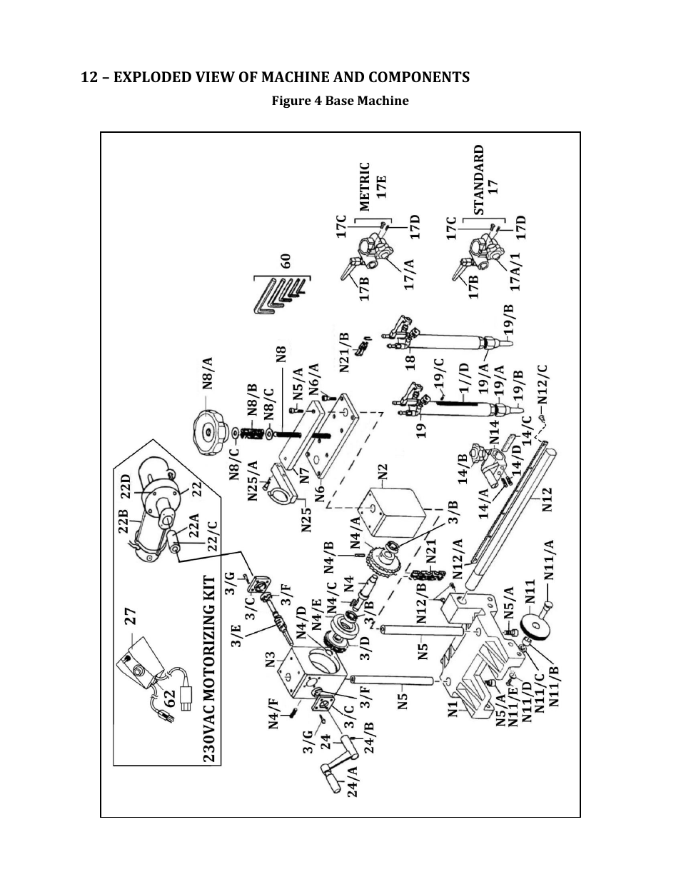 12 – exploded view of machine and components | Mathey Dearman Mini Jolli Chain Machine User Manual | Page 16 / 20