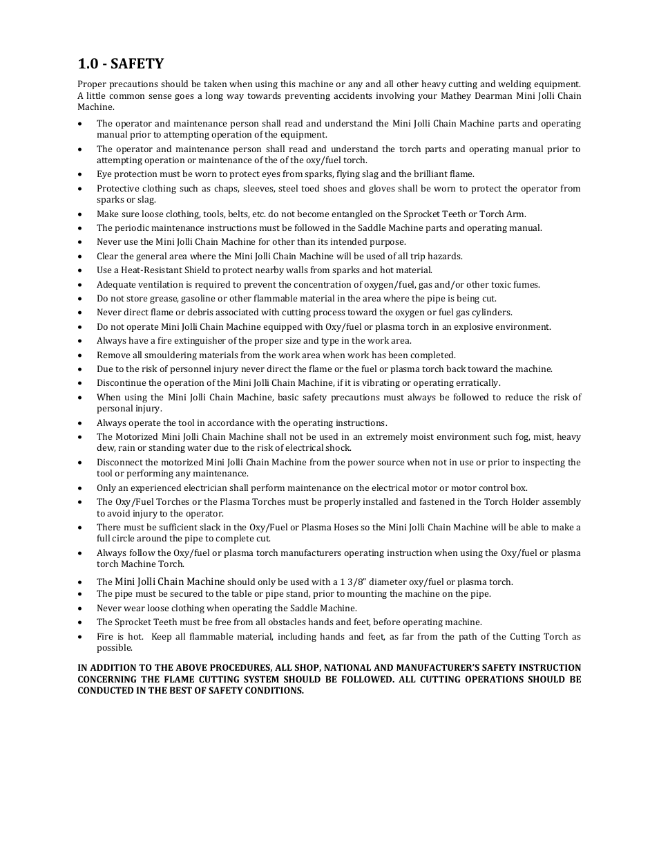 0 - safety | Mathey Dearman Mini Jolli Chain Machine User Manual | Page 3 / 20