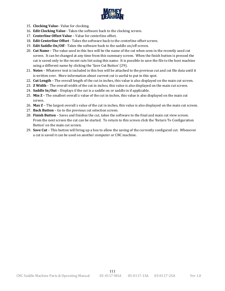 Mathey Dearman CNC Saddle Machine User Manual | Page 111 / 124