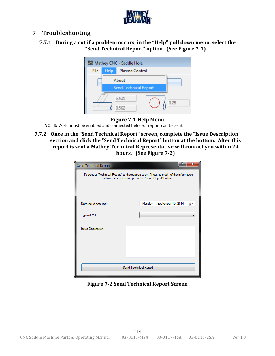 7 troubleshooting | Mathey Dearman CNC Saddle Machine User Manual | Page 114 / 124