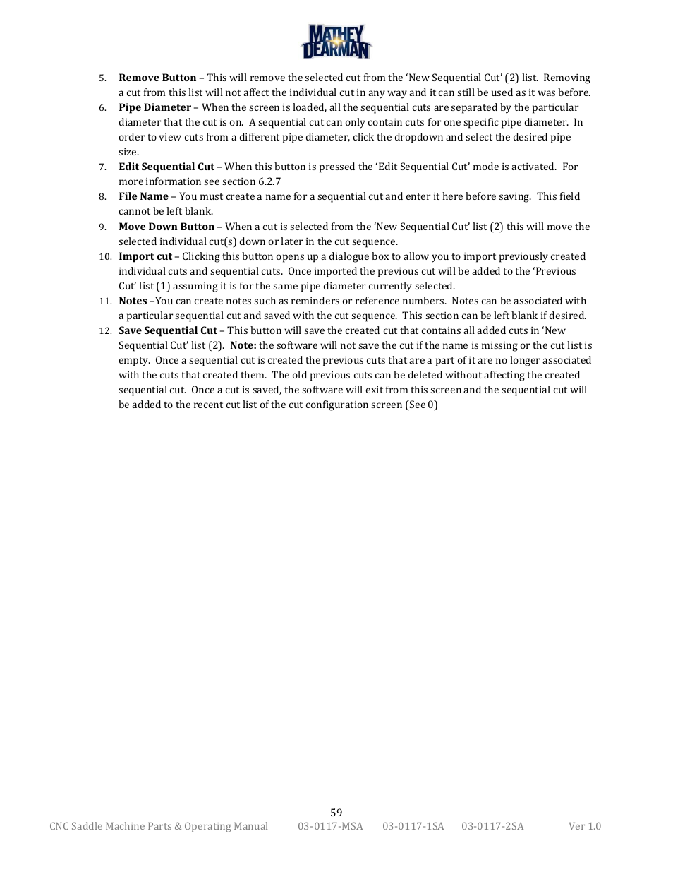 Mathey Dearman CNC Saddle Machine User Manual | Page 59 / 124