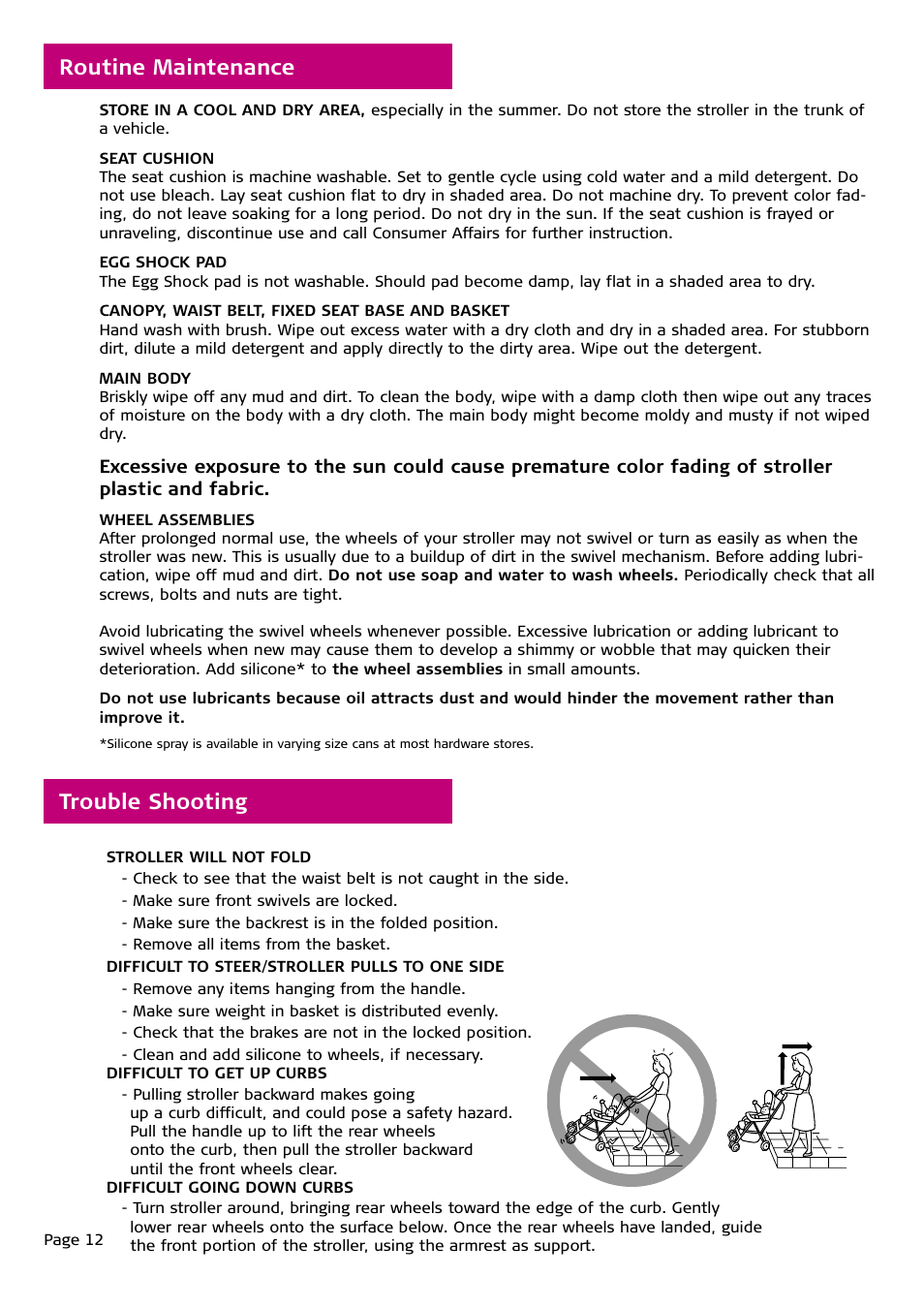 Routine maintenance trouble shooting | Combi DK-5 4050 User Manual | Page 12 / 14