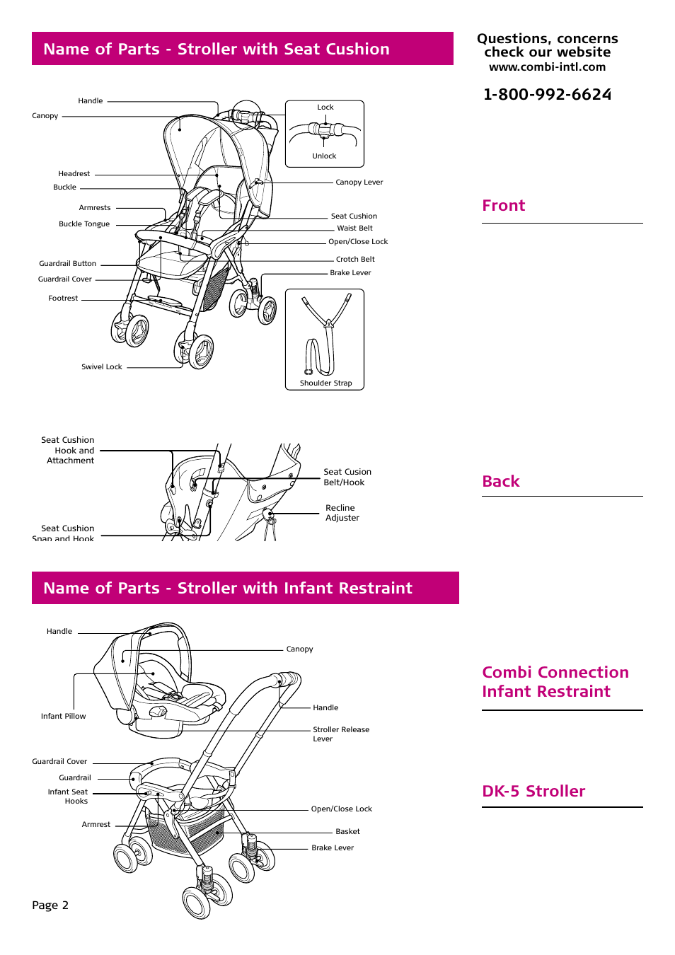 Questions, concerns check our website | Combi DK-5 4050 User Manual | Page 2 / 14