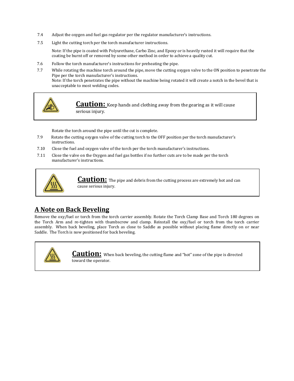 Caution | Mathey Dearman 1SA Saddle Machine User Manual | Page 10 / 17