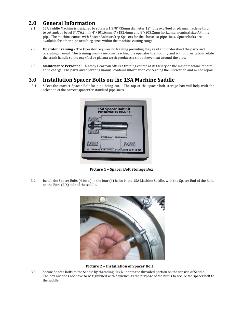 0 general information | Mathey Dearman 1SA Saddle Machine User Manual | Page 4 / 17