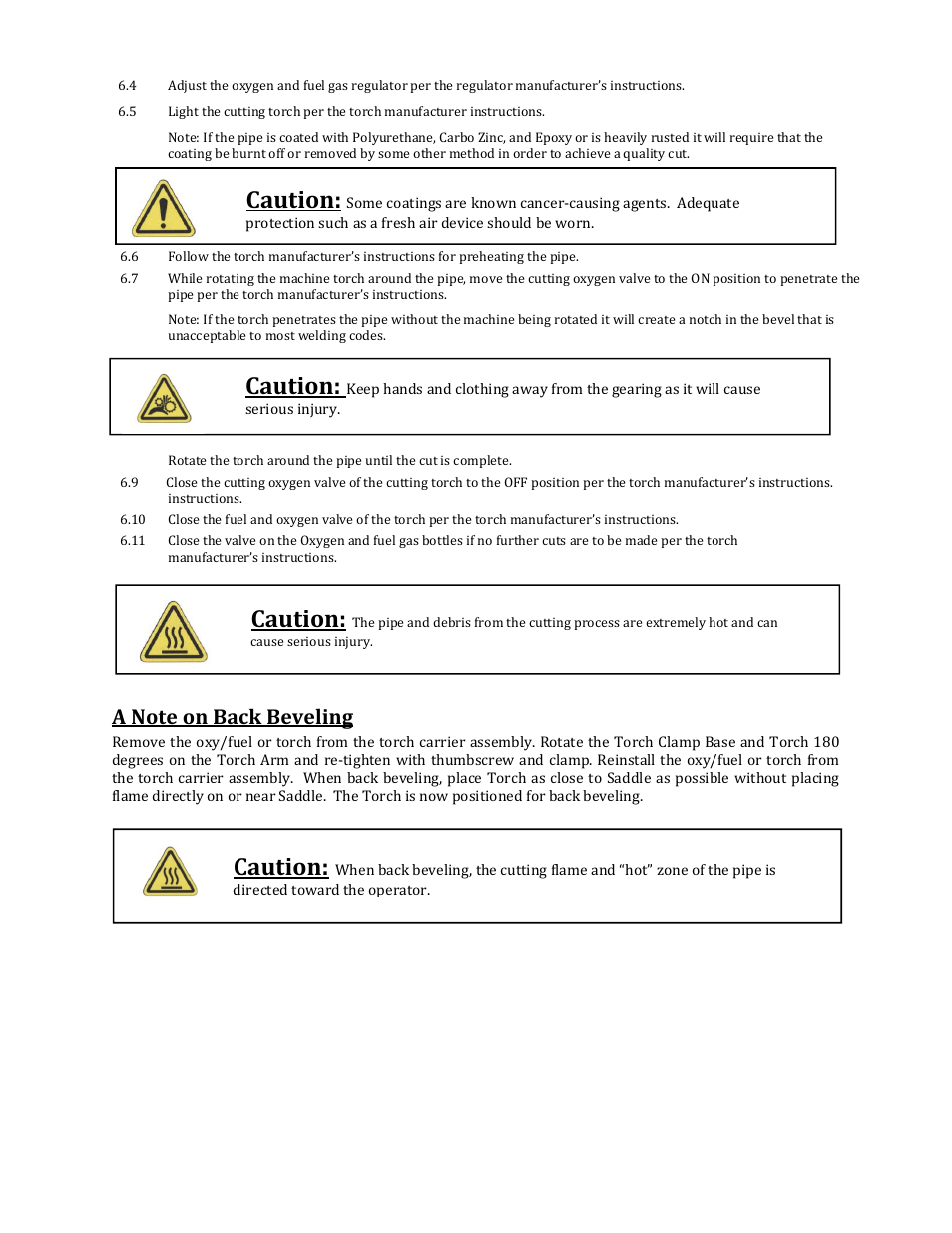 Caution | Mathey Dearman 3SA Saddle Machine User Manual | Page 11 / 21