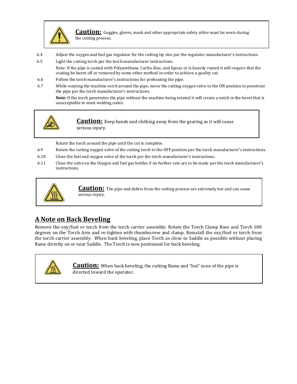 Caution | Mathey Dearman 6SA Saddle Machine User Manual | Page 10 / 23