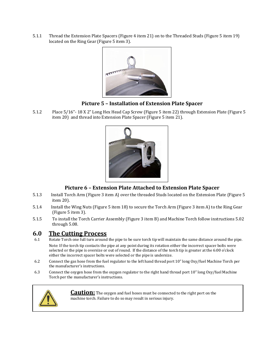 0 the cutting process, Caution | Mathey Dearman 8SA Saddle Machine User Manual | Page 9 / 24