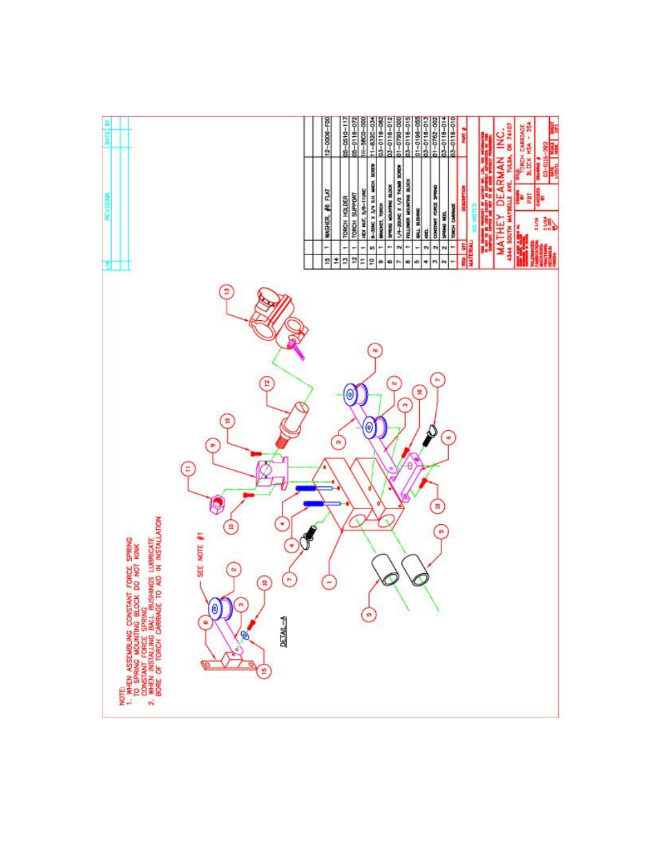 Torch carriage for msa thru 3sa | Mathey Dearman Saddle Machine Contour Cutting Attachment User Manual | Page 15 / 18