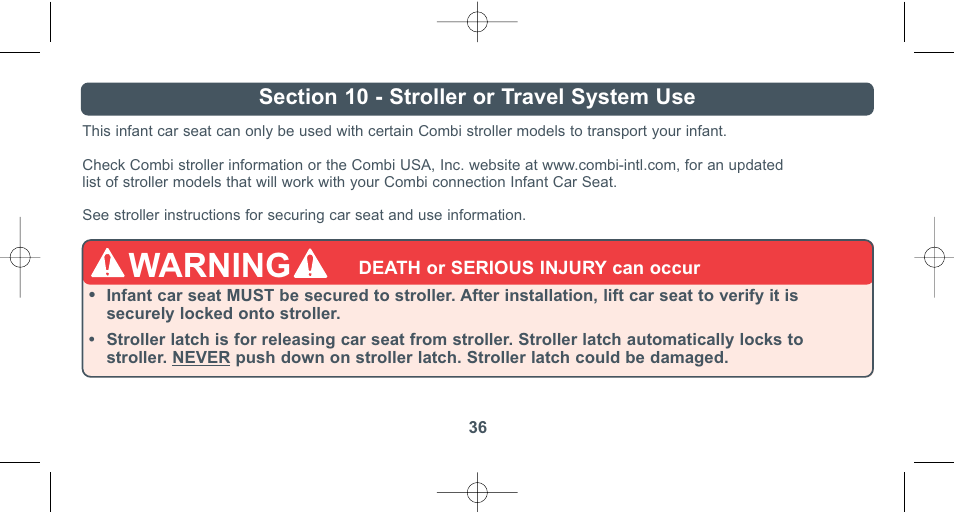 Warning | Combi 8040 User Manual | Page 37 / 60
