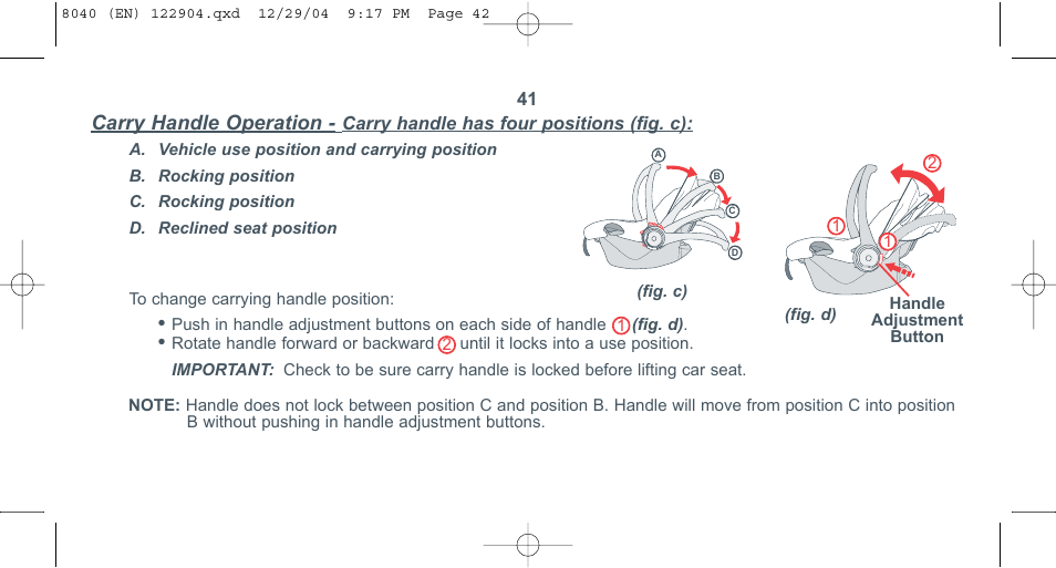 Carry handle operation | Combi 8040 User Manual | Page 42 / 60