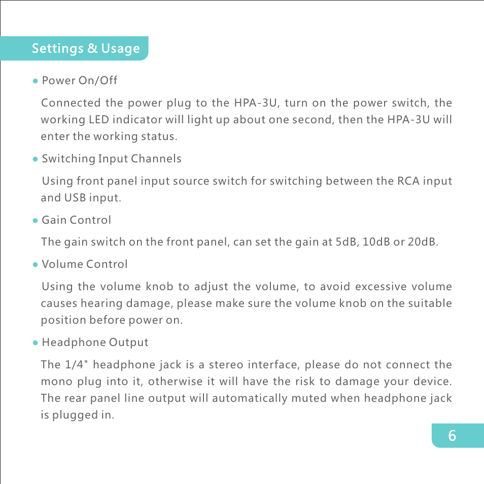 Matrix Audio HPA-3U User Manual | Page 7 / 16