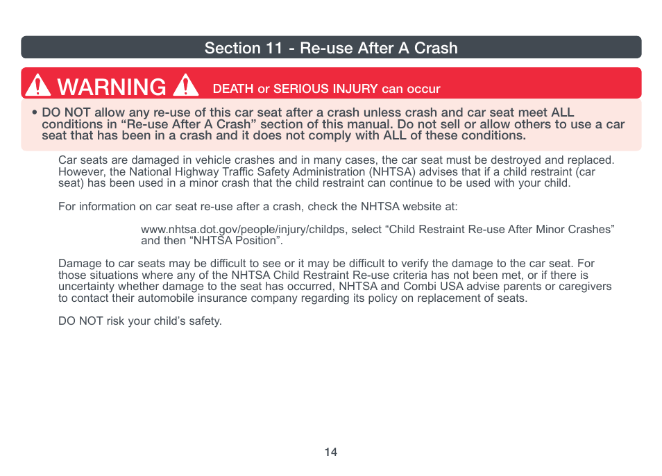 Warning | Combi 8820 User Manual | Page 15 / 17