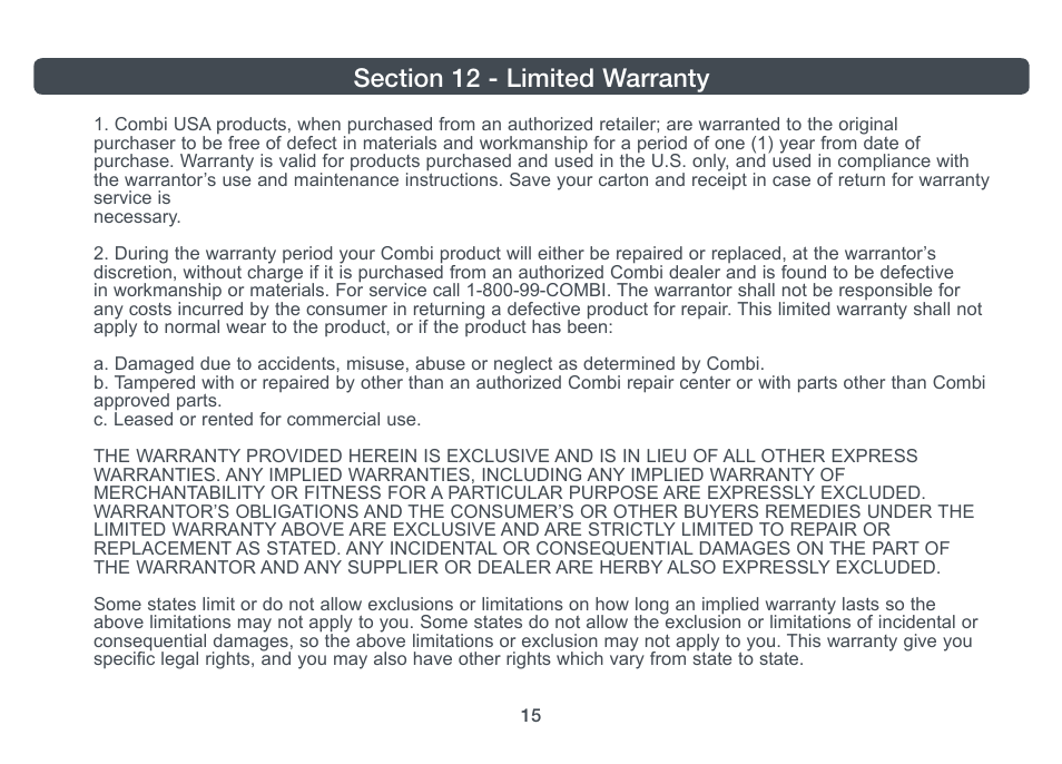 Combi 8820 User Manual | Page 16 / 17