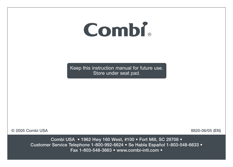 Combi 8820 User Manual | Page 17 / 17