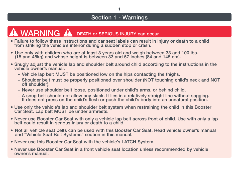 Warning | Combi 8820 User Manual | Page 2 / 17