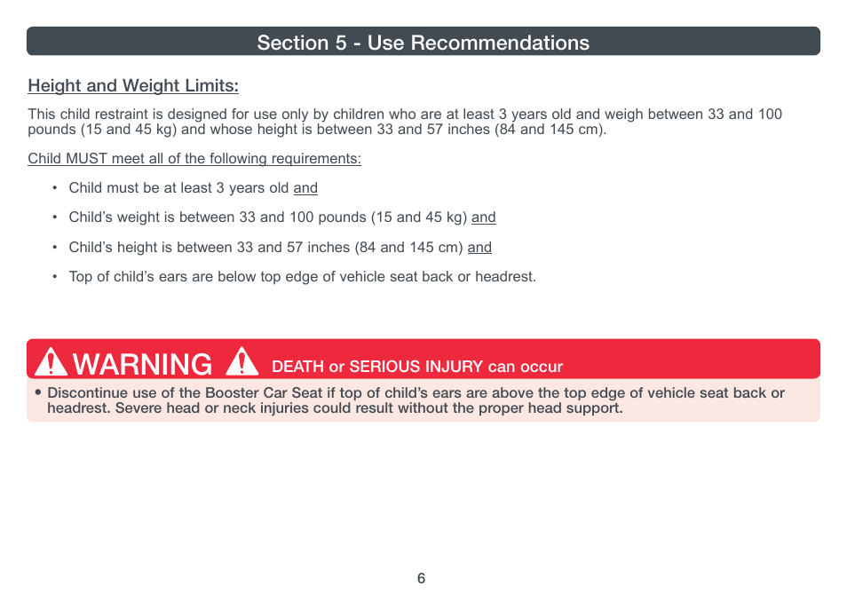 Warning | Combi 8820 User Manual | Page 7 / 17