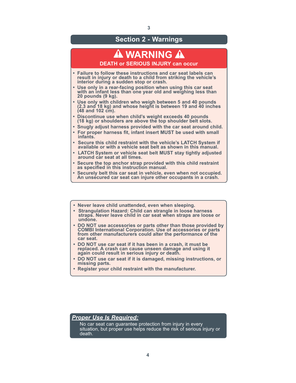 Warning | Combi 8100 User Manual | Page 3 / 33